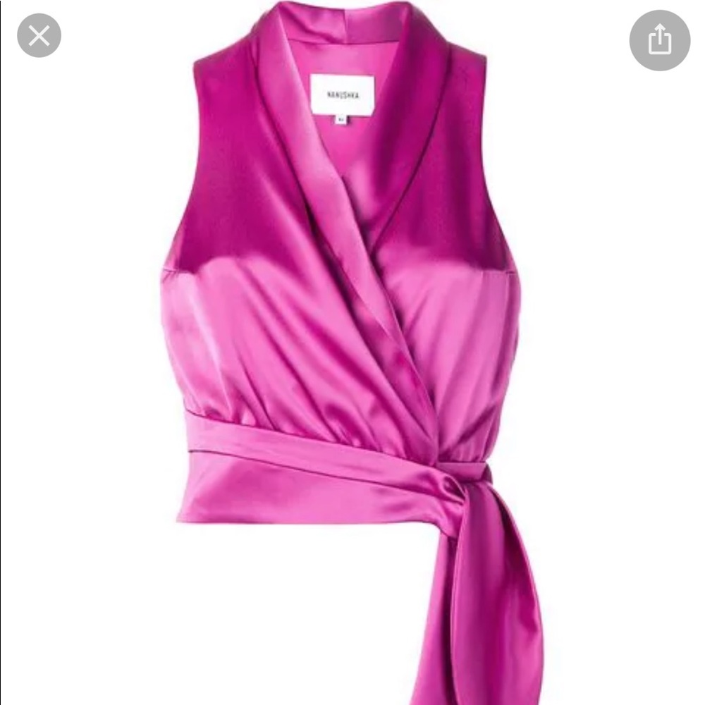 Nanushka Wrap Shawl Knot Top Dark Hot Pink
